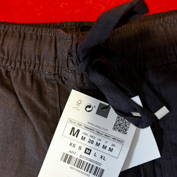 Zara dark gray high waist tapered linen blend pants NWT - Picture 6 of 10